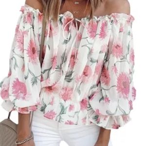 Blushing Floral Off The Shoulder Blouse